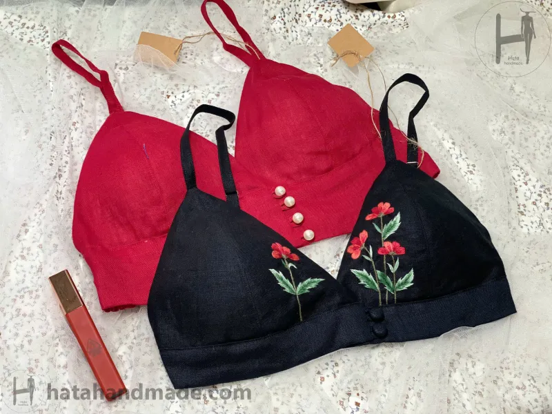 Áo bra thêu tay hoa - HataHandmade